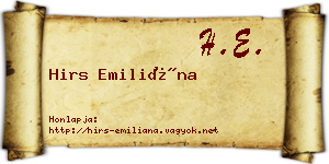 Hirs Emiliána névjegykártya